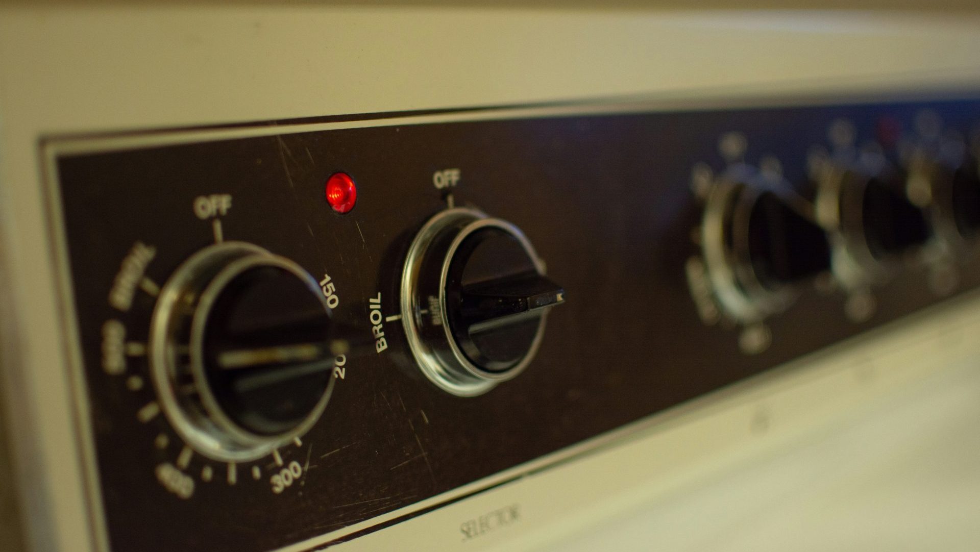 a close up view of the knobs on a stove